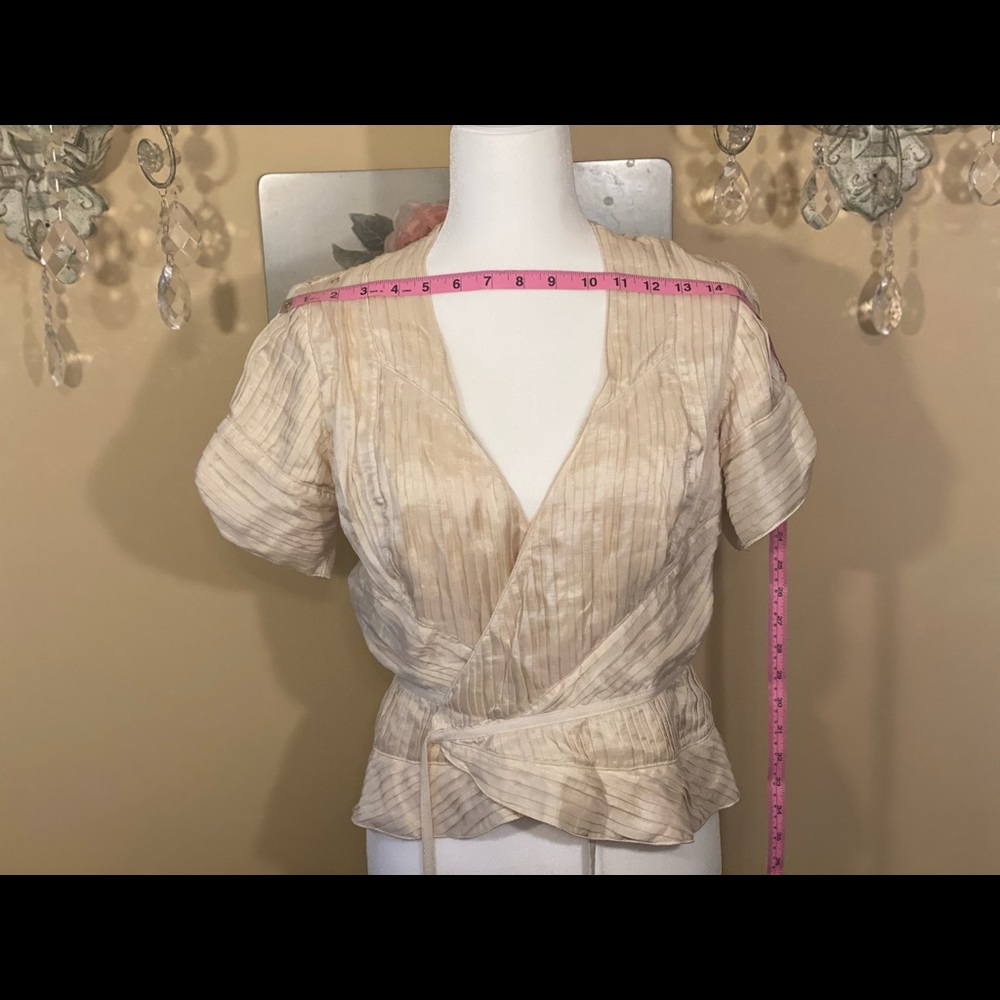 DVF Diane Von Furstenberg 100% Silk Cream Cross - Picture 12 of 14